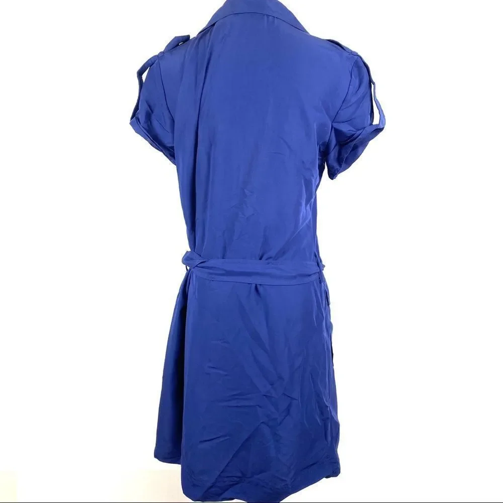 NY&Co Blue Cargo Utility Belted Cap Sleeve Dress